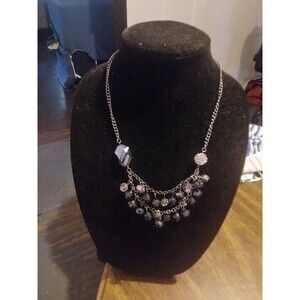 Simply Vera Wang Necklace Smokey Blue Crystal 18 Inch Faceted Tier